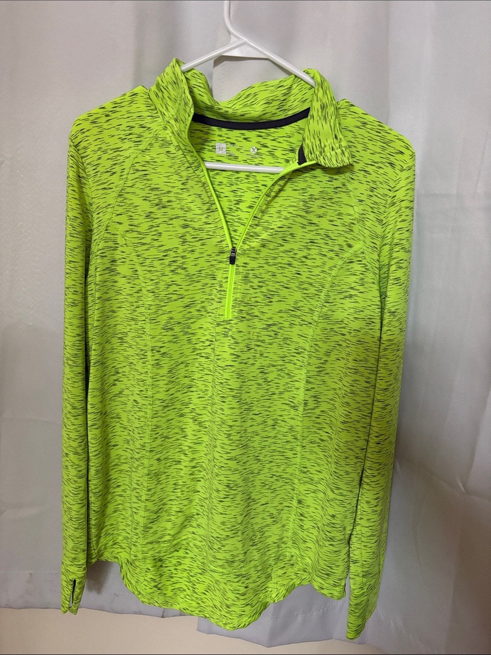 Xersion Neon Yellow-Green Space-Dye Quarter-Zip Women's Jersey